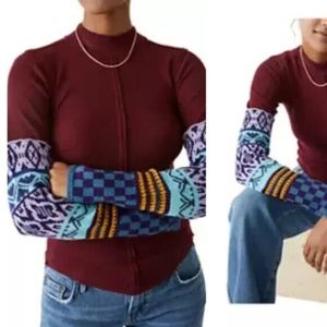 💖NWT Free People Gorgeous Cuff Top Wild Garnet Combo, Size M